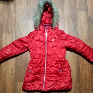 Tommy Hilfiger Red Kids Jacket with Fur Hood